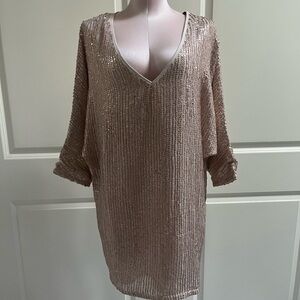 Marciano rose gold sequinned Tunic mini Dress size M NWOT